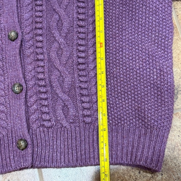 NWT Polo Ralph Lauren Cable Bubble Knit Cardigan XL Purple Wool Alpaca Fisherman - Picture 9 of 11